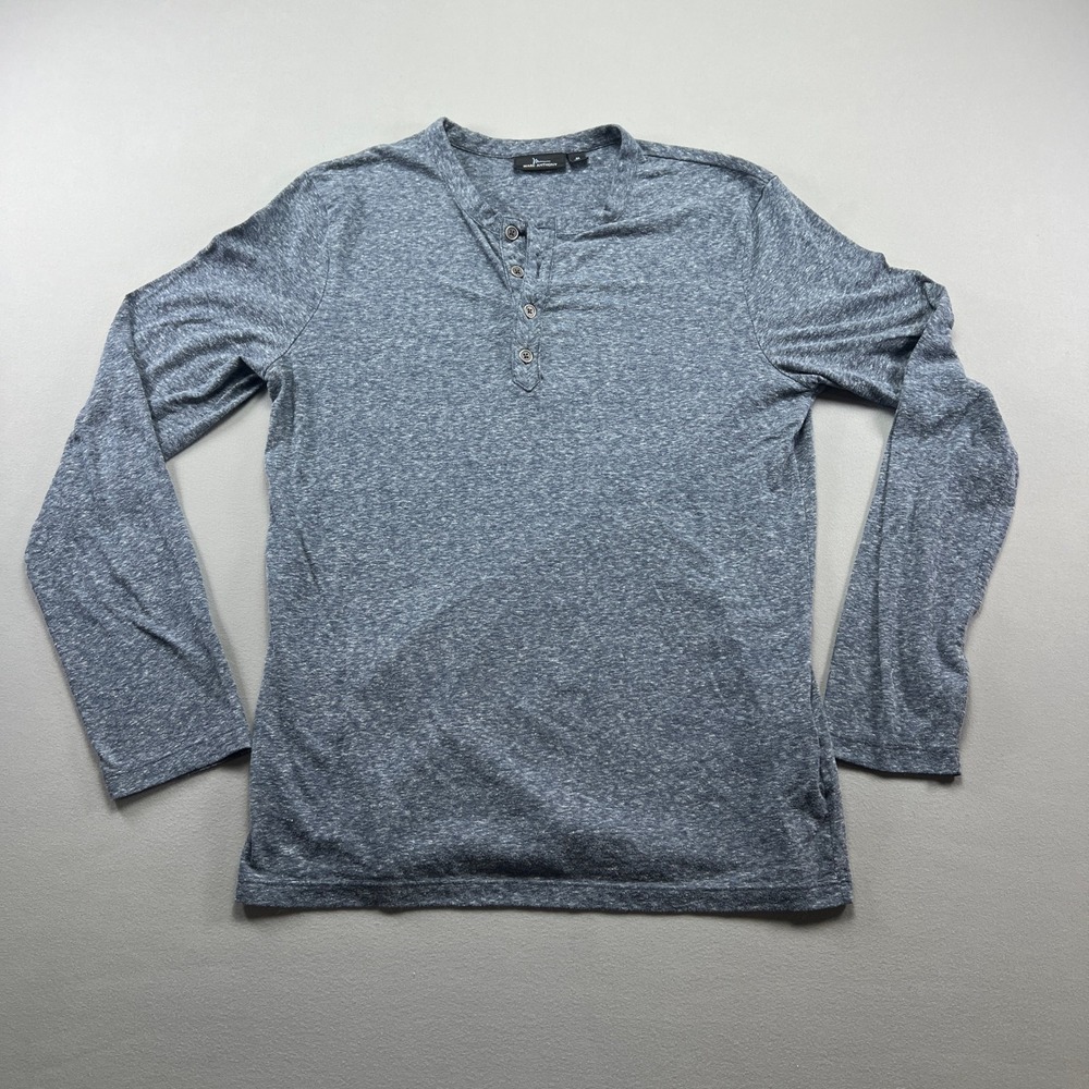Marc Anthony Henley Shirt Mens Medium Heathered Blue Soft Knit Everyday Wear